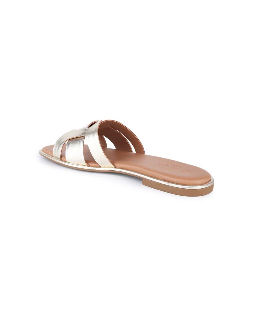 OFF THE HOOK White Heath Leather Slip On Flat Sandals