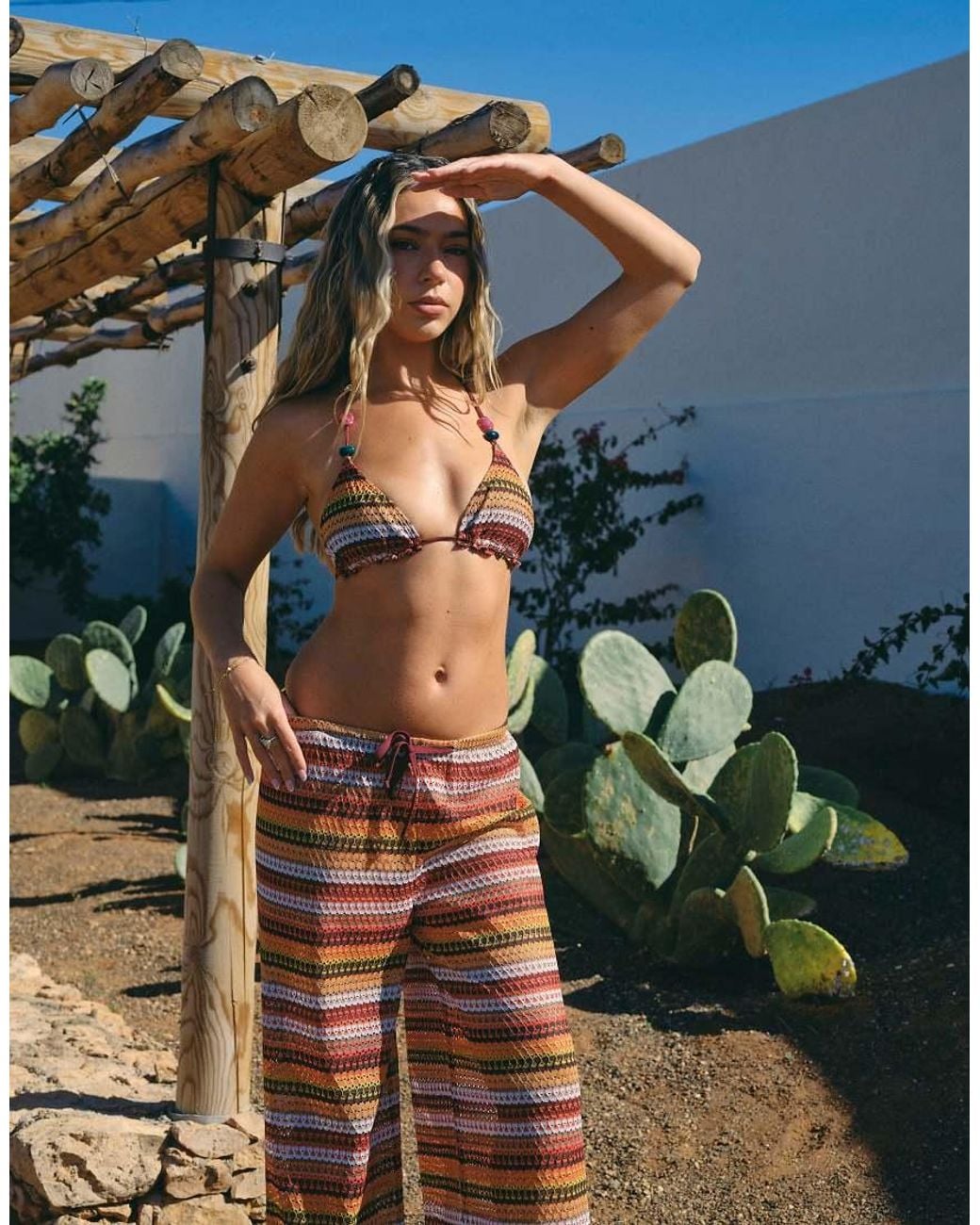South Beach Blue X Liv Silverman Crochet Wide Leg Pants