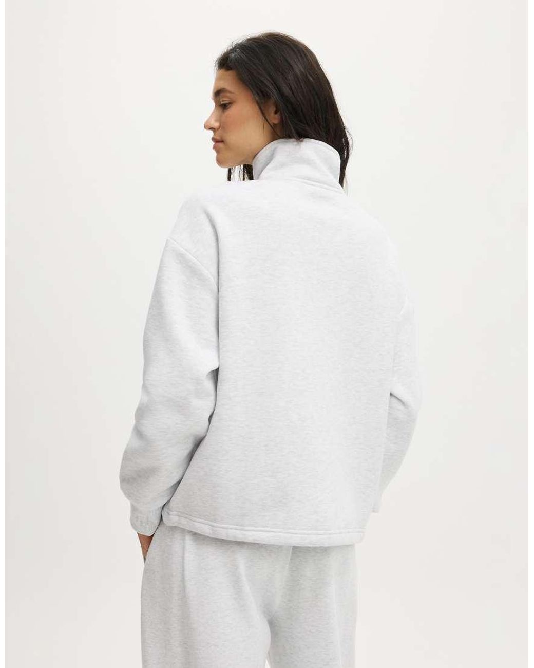 Cotton On White Plush Half Zip Sweatshirt
