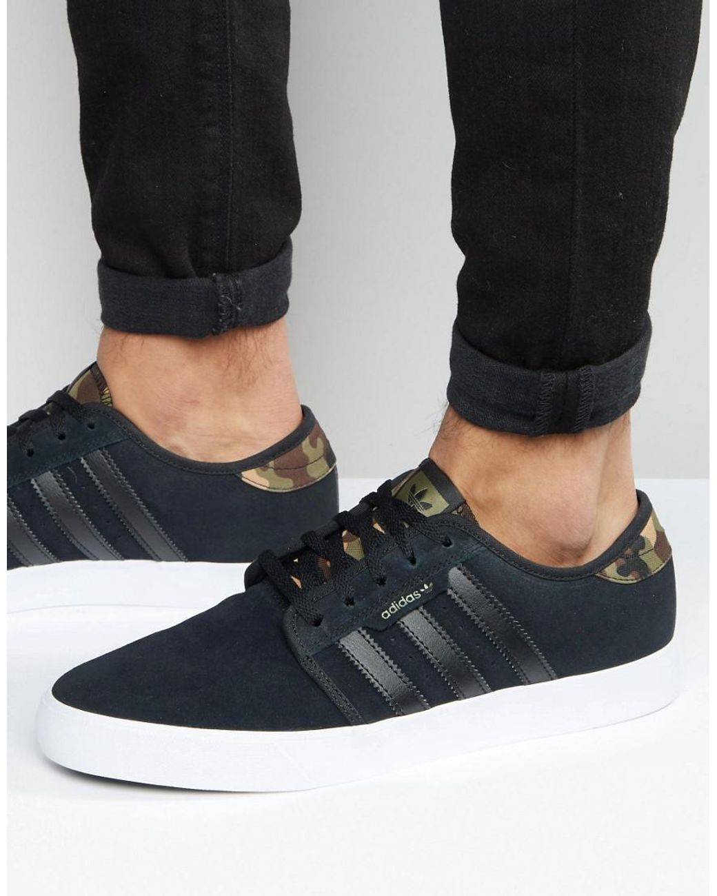 adidas Originals Leather Seeley Trainers In Black B27343 for Men | Lyst