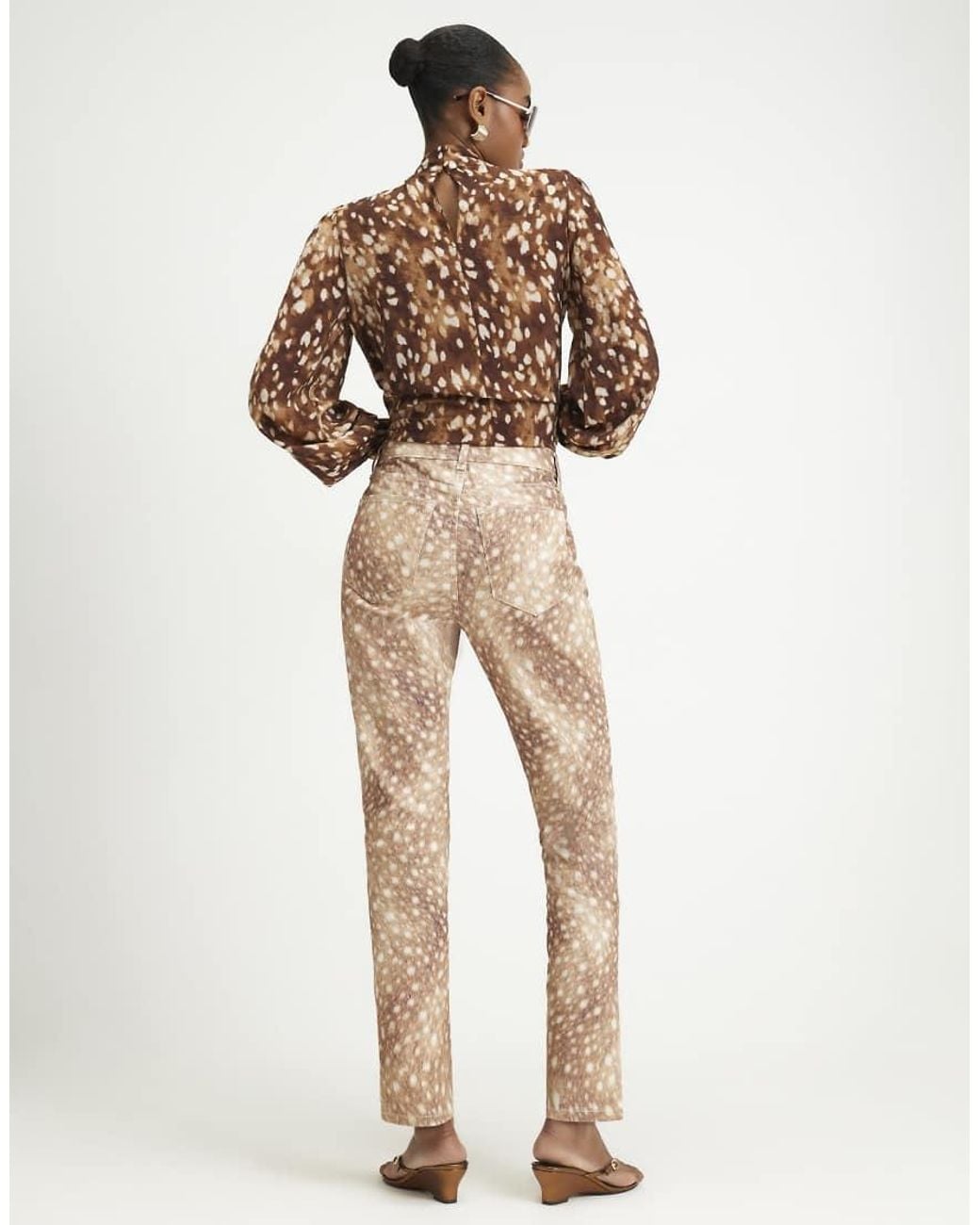 River Island Natural Deer Print Cigarette Jeans