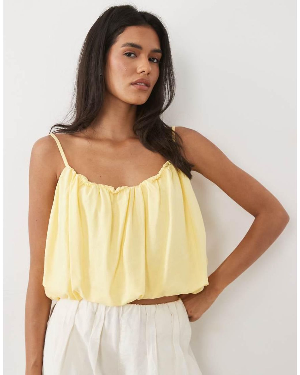 ASOS Natural Linen Blend Bubble Cami Top