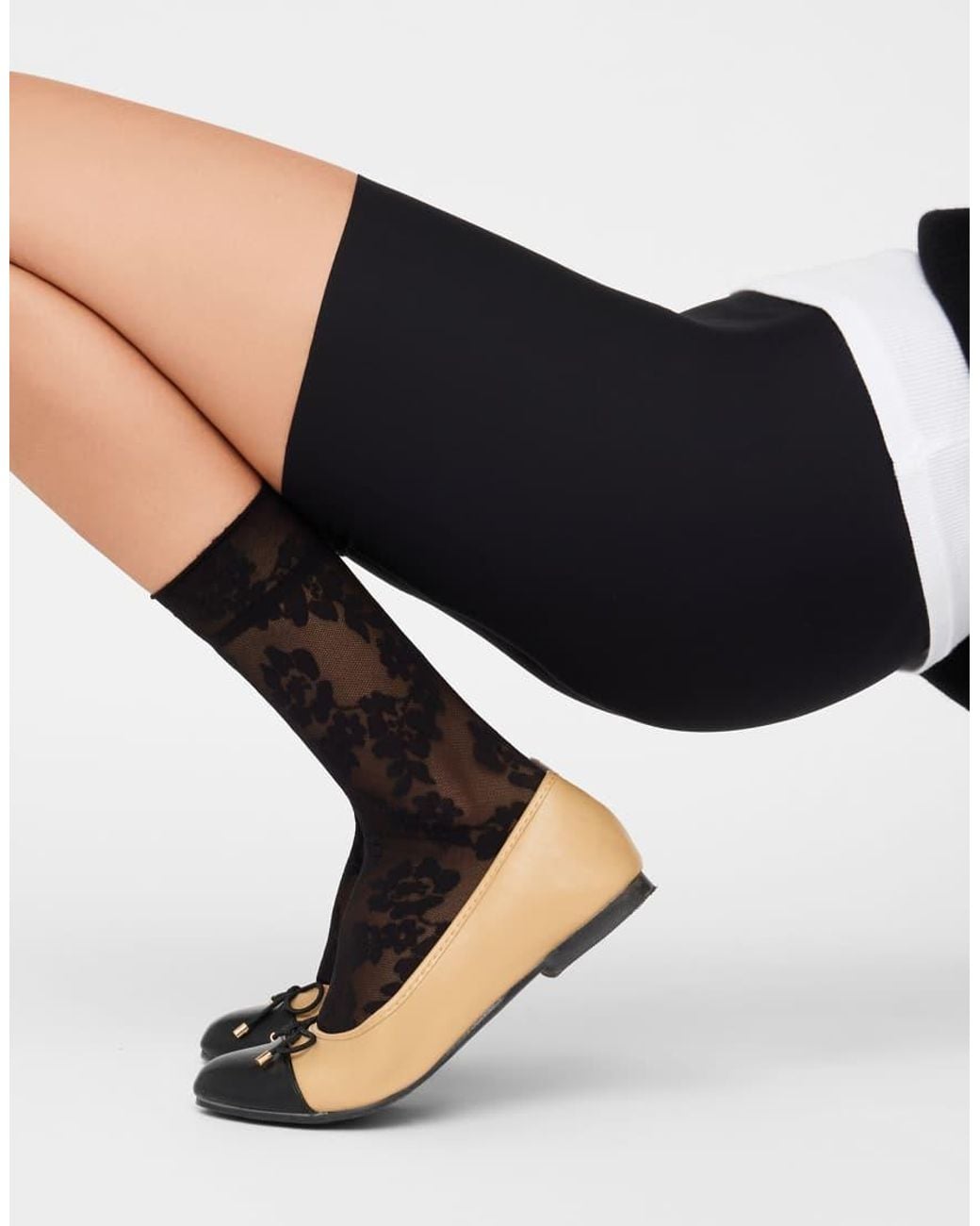 Calzedonia Black Floral Sheer Socks