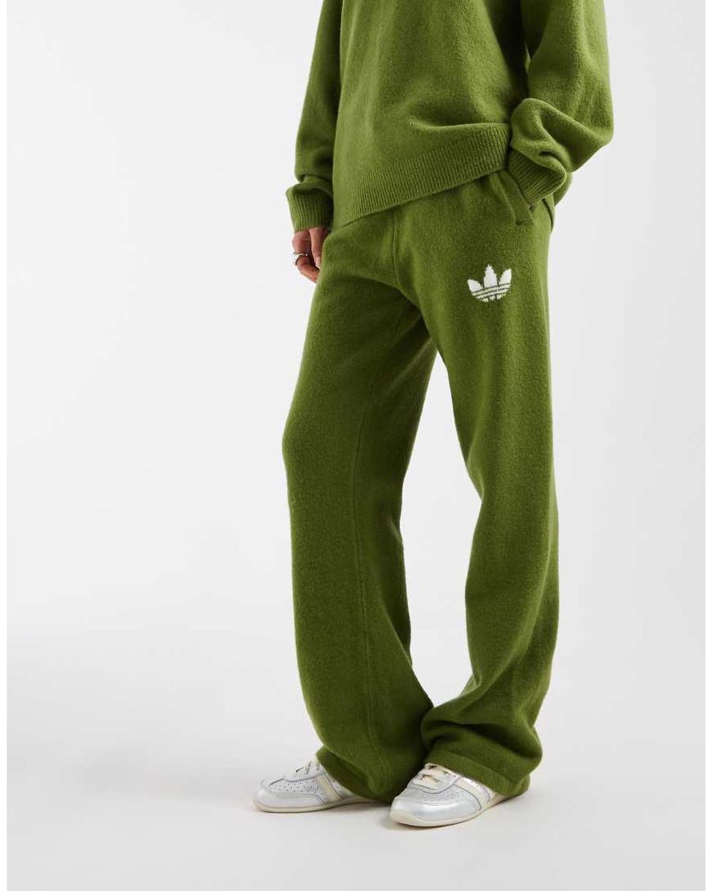 Adidas Originals Green Knitted Wide Leg Track Pants
