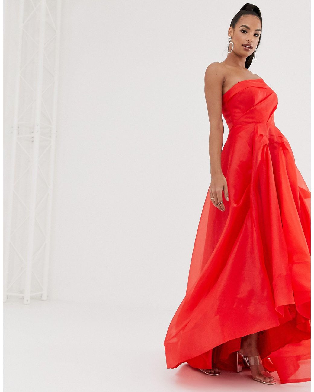bariano full maxi dress with origami bust detail