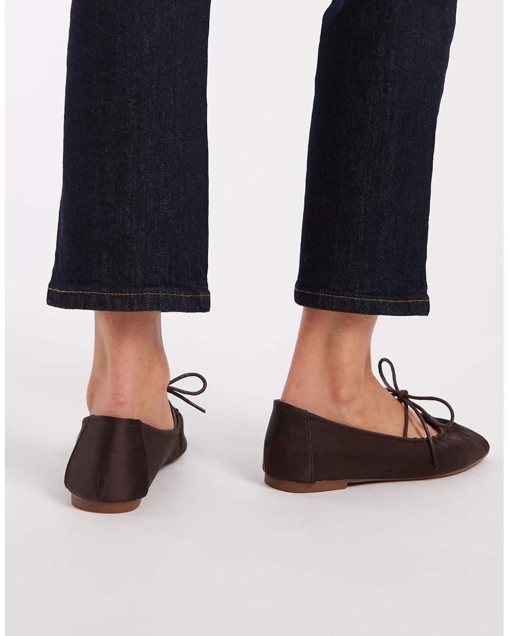 SEQWL Wide Fit Black Seqwl Iris Wide Fit Tie Detail Ruched Ballet Flats