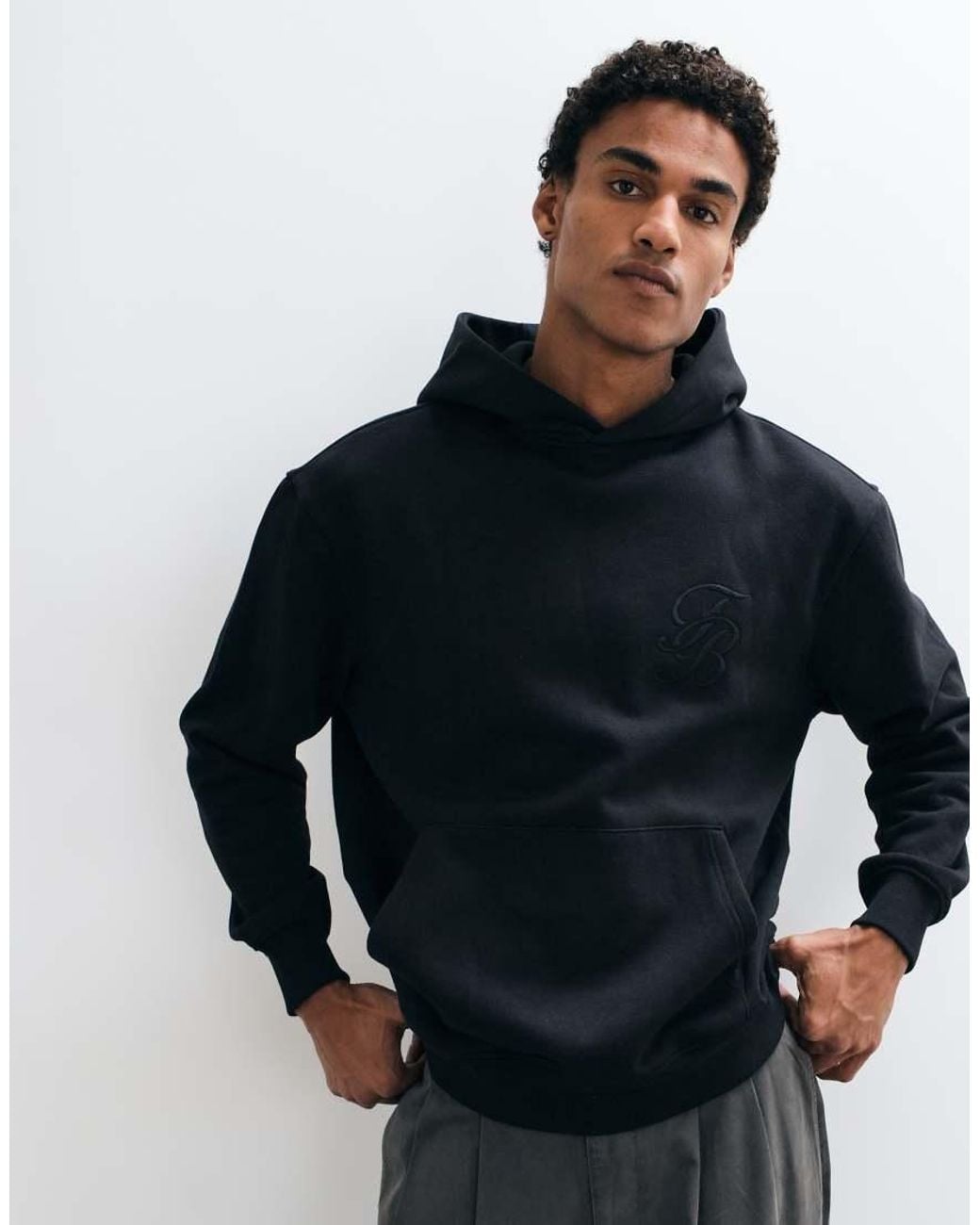 Threadbare Blue Classic Relaxed Fit Hoodie for men