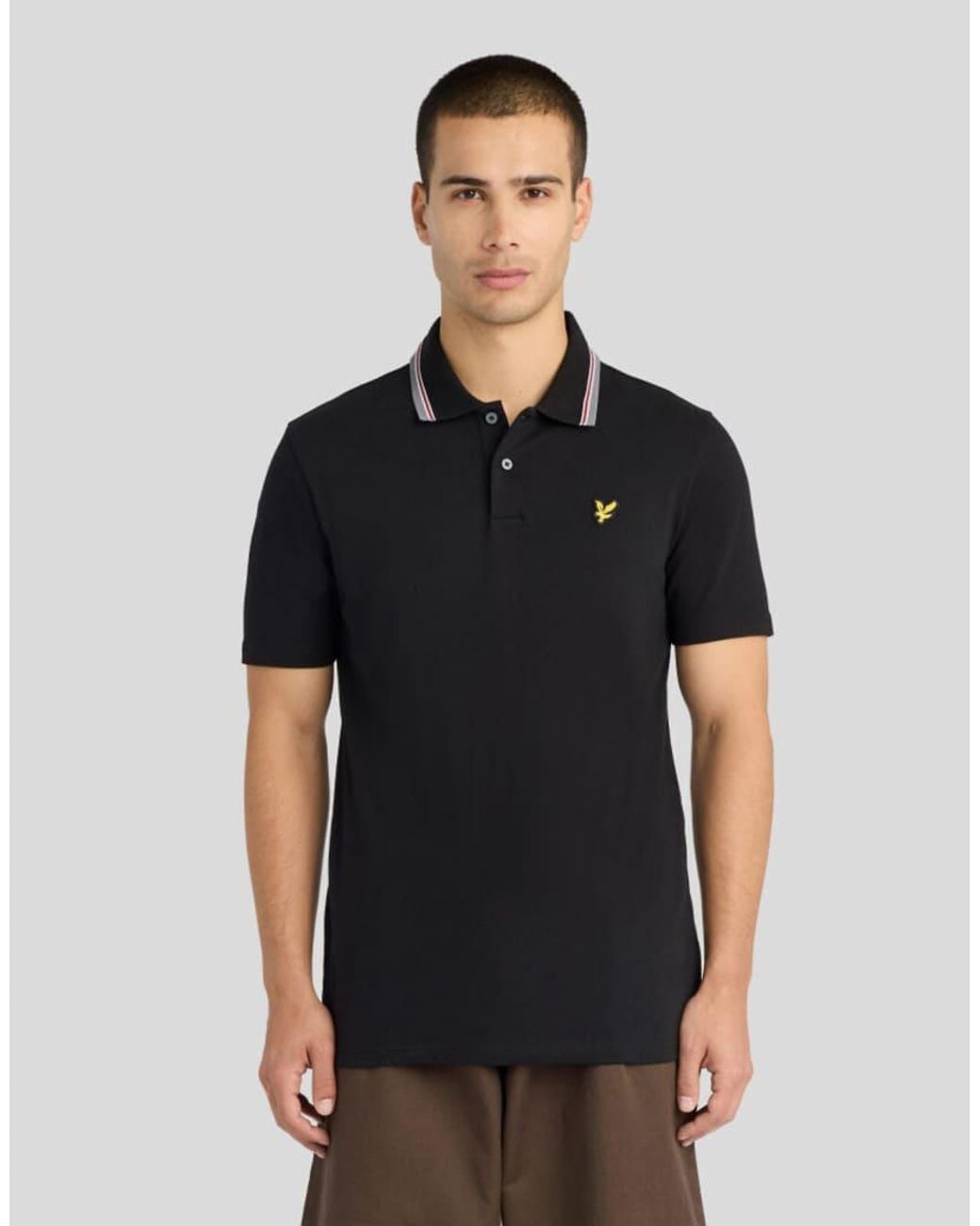 Lyle & Scott Black Ss Polo Shirts Tipped Track Polo Shirt for men
