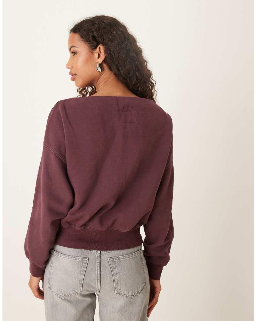 Abercrombie & Fitch Purple Slash Neck Sweatshirt