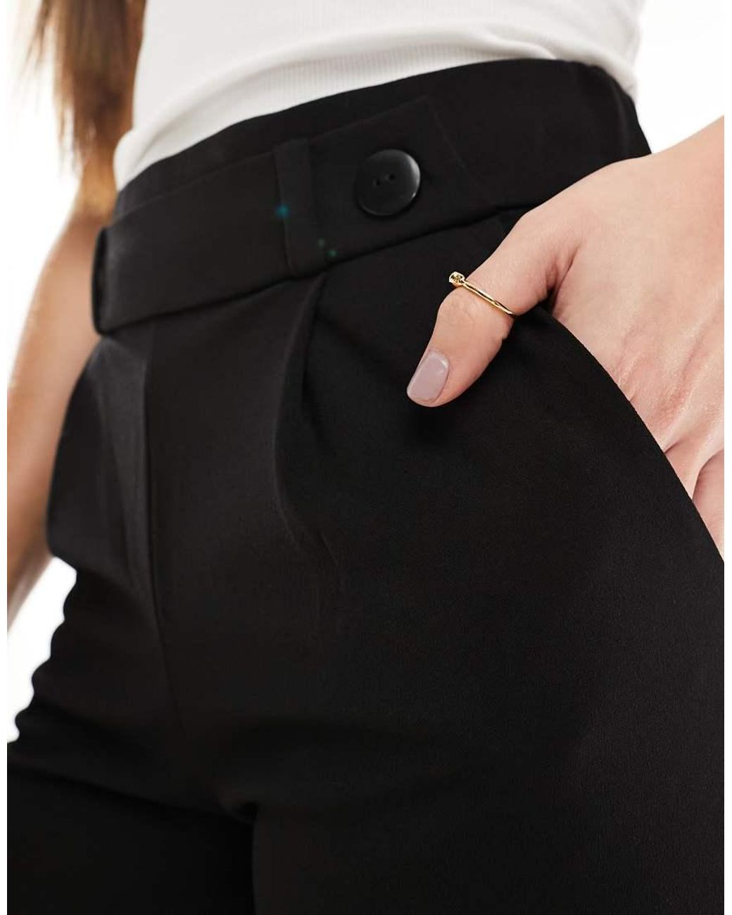 JDY Tall Black Button Detail Wide Leg Trouser