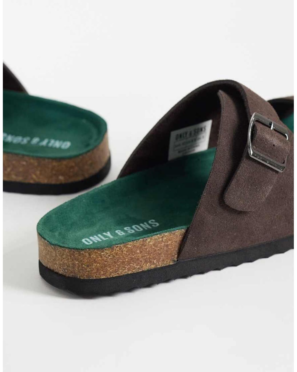 Only & Sons Black Faux Suede Mule Sandals for men
