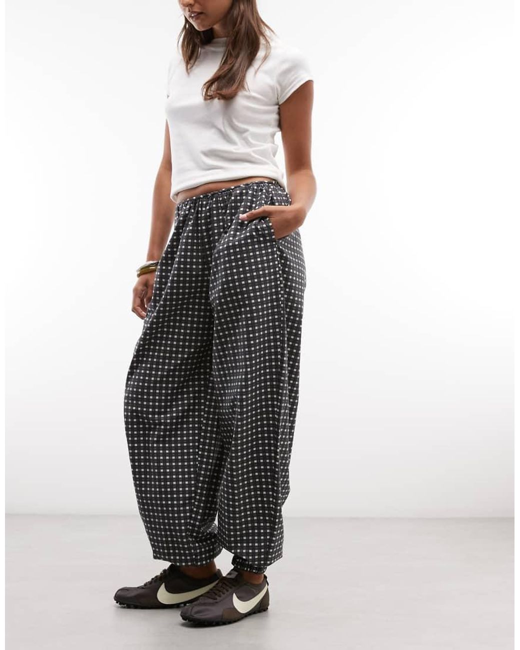 ASOS Gray Balloon Leg Co-ord Trousers With Tie Hem