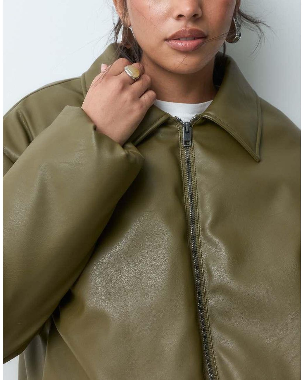 JJXX Green Faux Leather Bomber Jacket