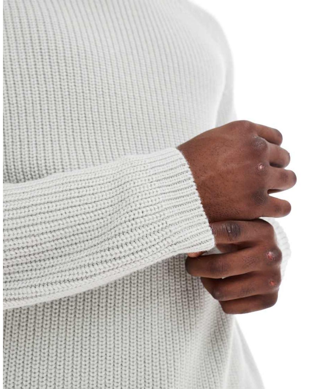New Look Gray Fisherman Knit Jumper for men