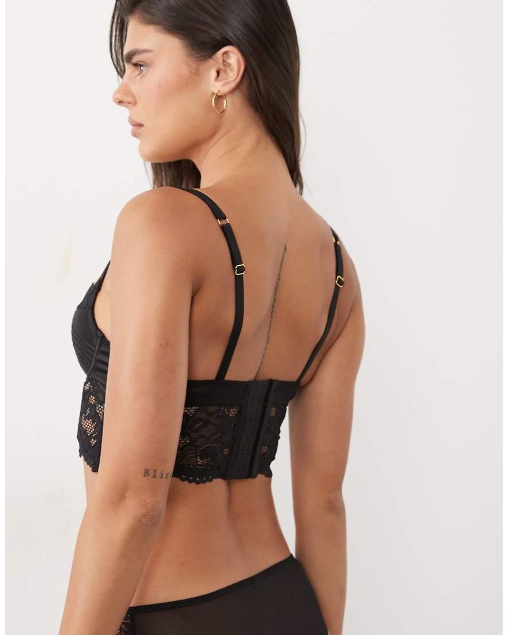 ASOS Black Serena Satin And Lace Padded Longline Underwire Corset