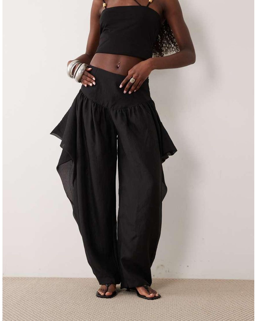 ASOS Black Tailored Waterfall Detail Balloon Trouser