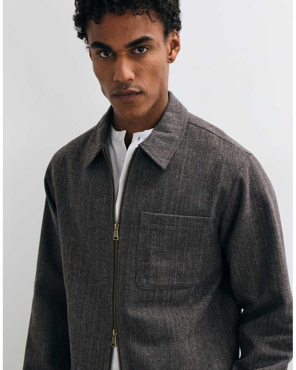 Jack & Jones Gray Double Zip Short Jacket for men