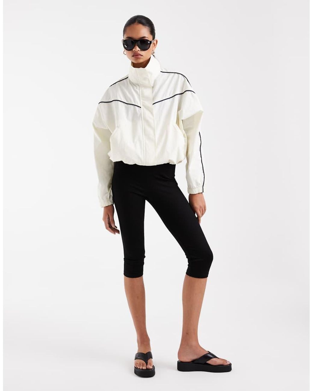 ASOS Natural Techy Funnel Neck Windbreaker Jacket