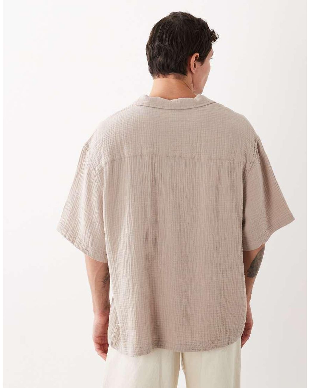 ASOS Gray Oversized Overhead Cheesecloth Shirt for men