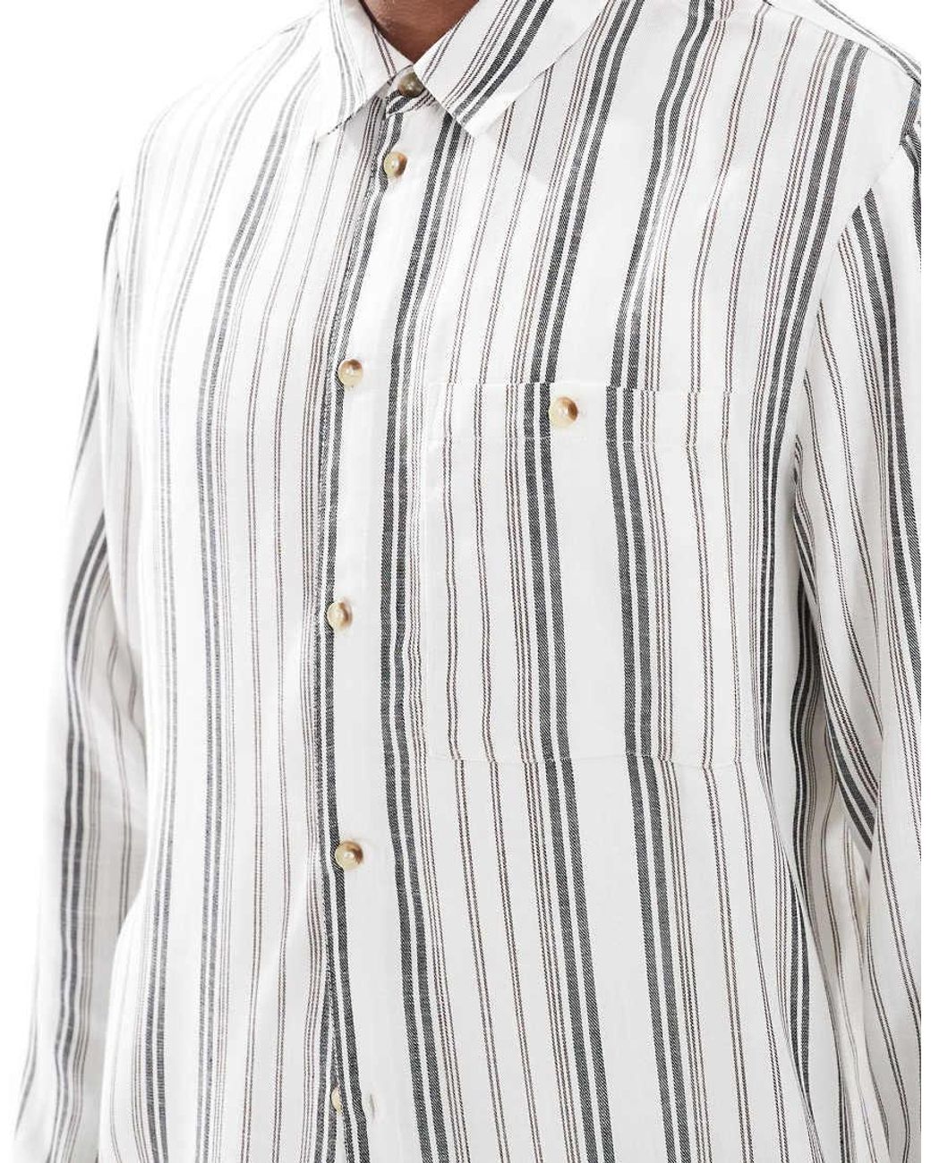 Another Influence White Long Sleeve Striped Shirt Co-ord for men