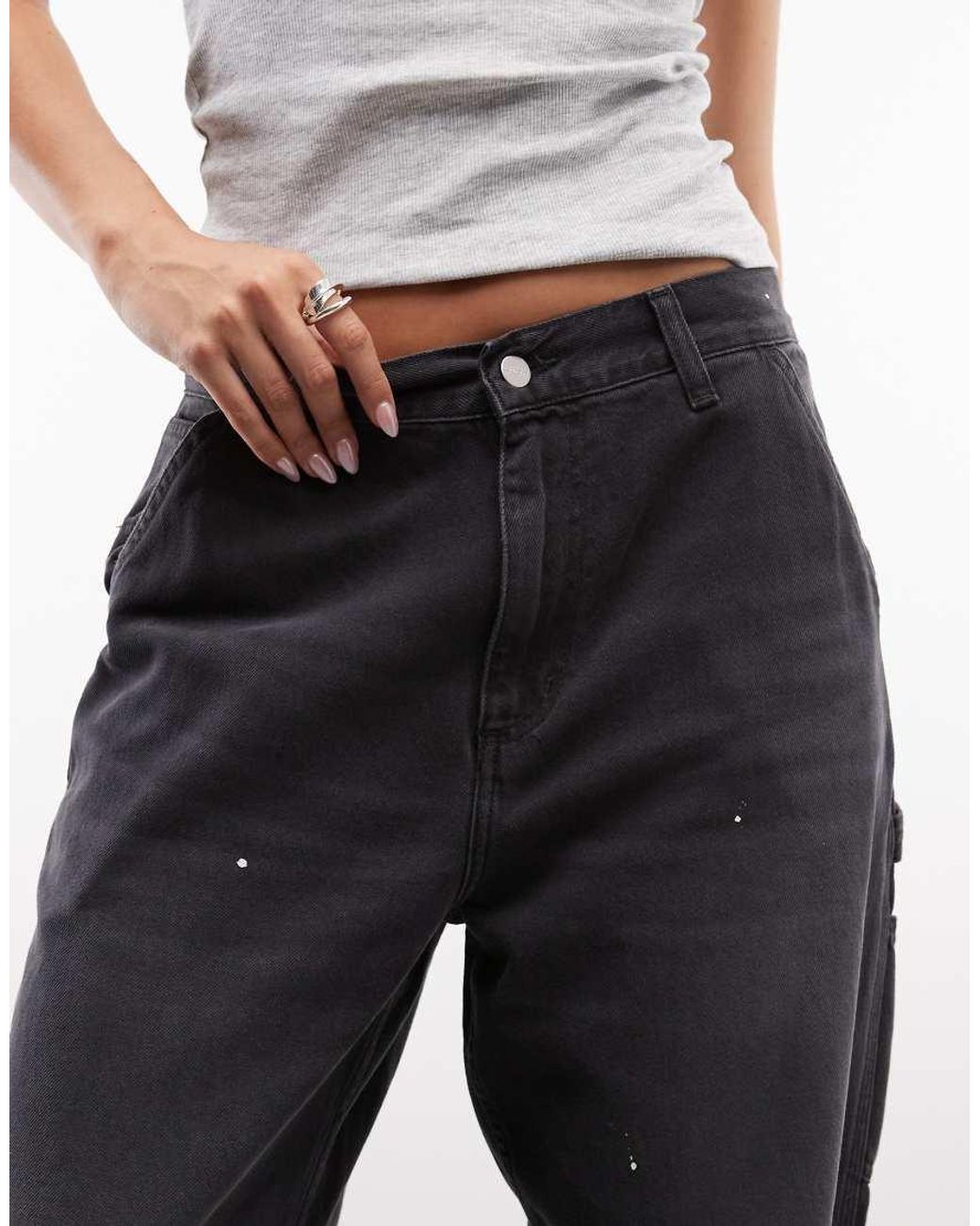 Carhartt Blue Og Single Knee Loose Fit Jeans With Paint Splatter Effect