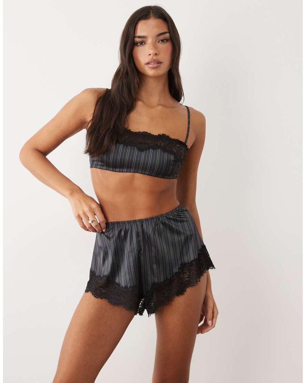 ASOS Blue Madeline French Knicker With Lace Trim