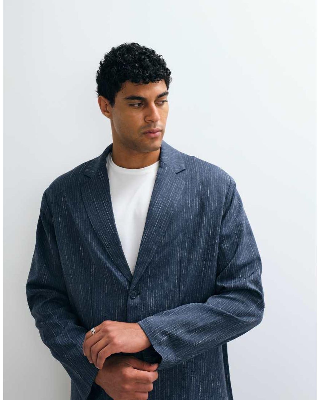 ASOS Blue Oversized Denim Look Suit Jacket for men