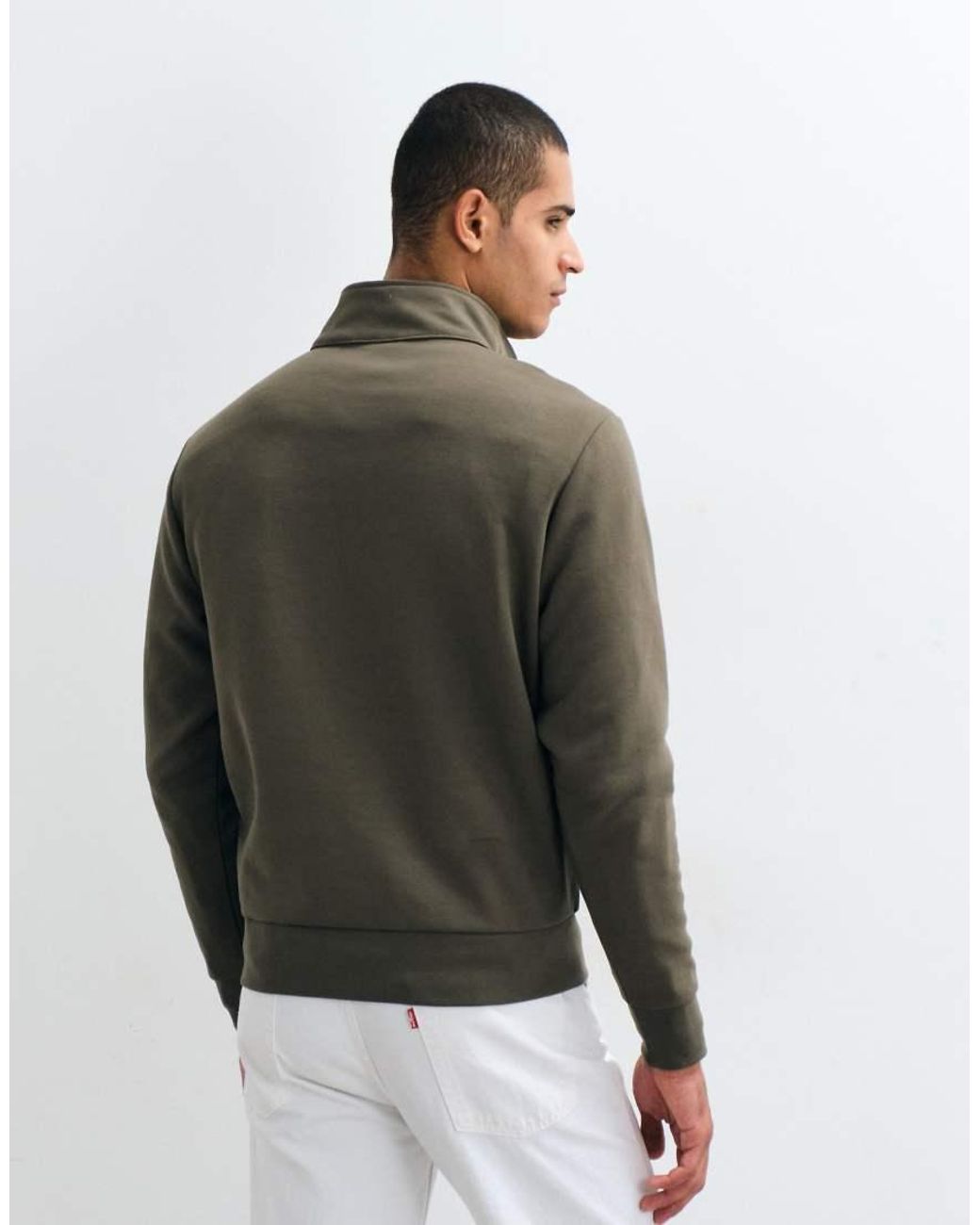 Mango Green Quarter Zip Sweatshirt for men