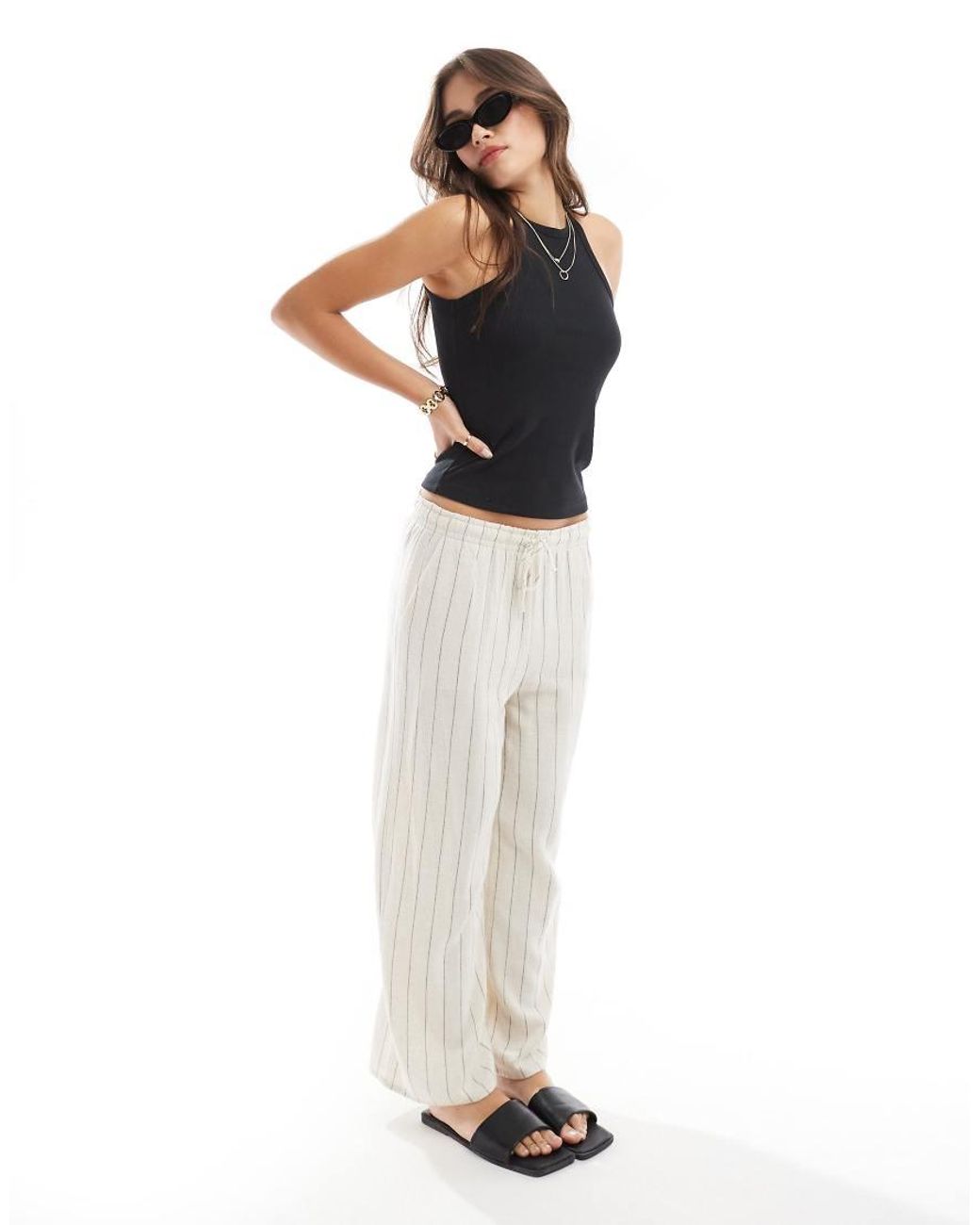 Vero Moda Black Ribbed Racer Neck Vest Top