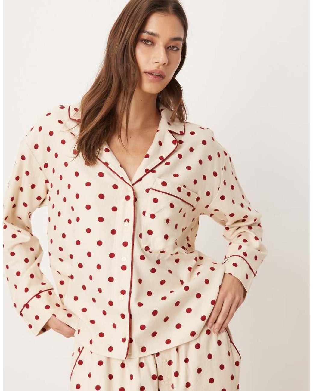 Abercrombie & Fitch Brown Flannel Long Sleeve Pyjama Shirt Co-ord