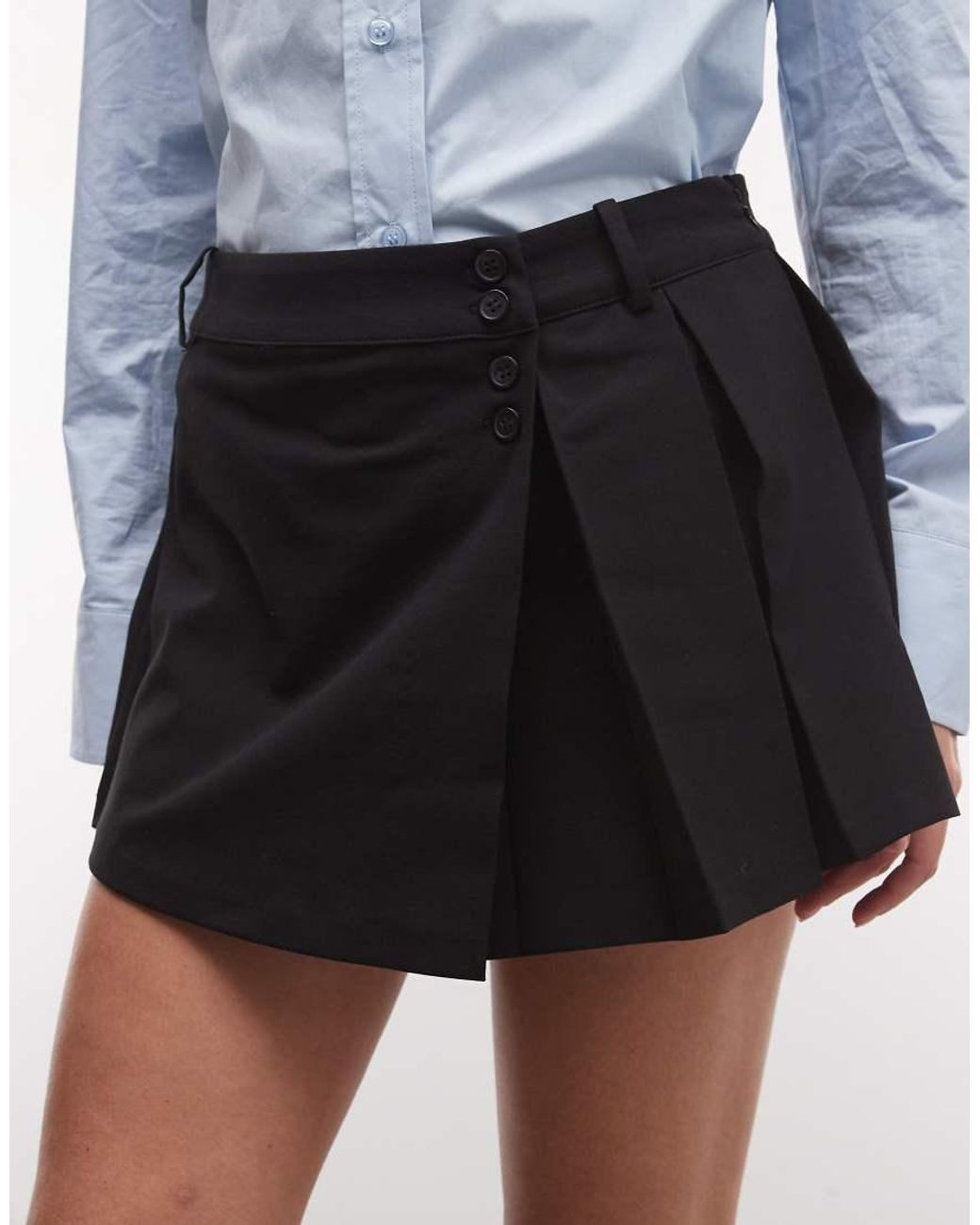 Monki Red Pleated Wrap Mini Skort