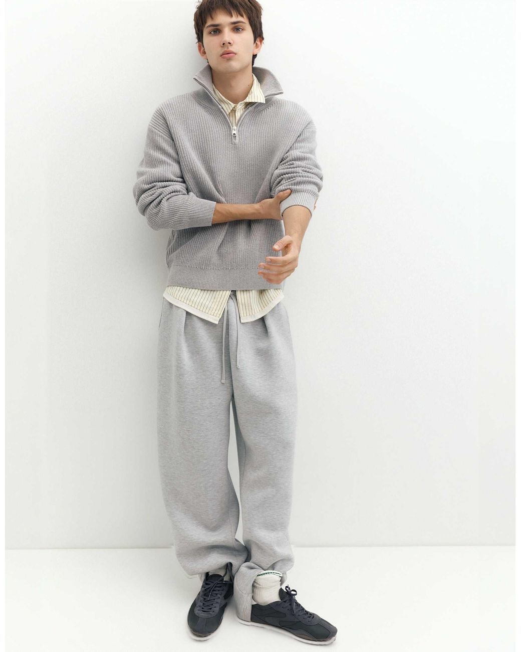 Pull à demi-zip Pull&Bear pour homme en coloris Gray