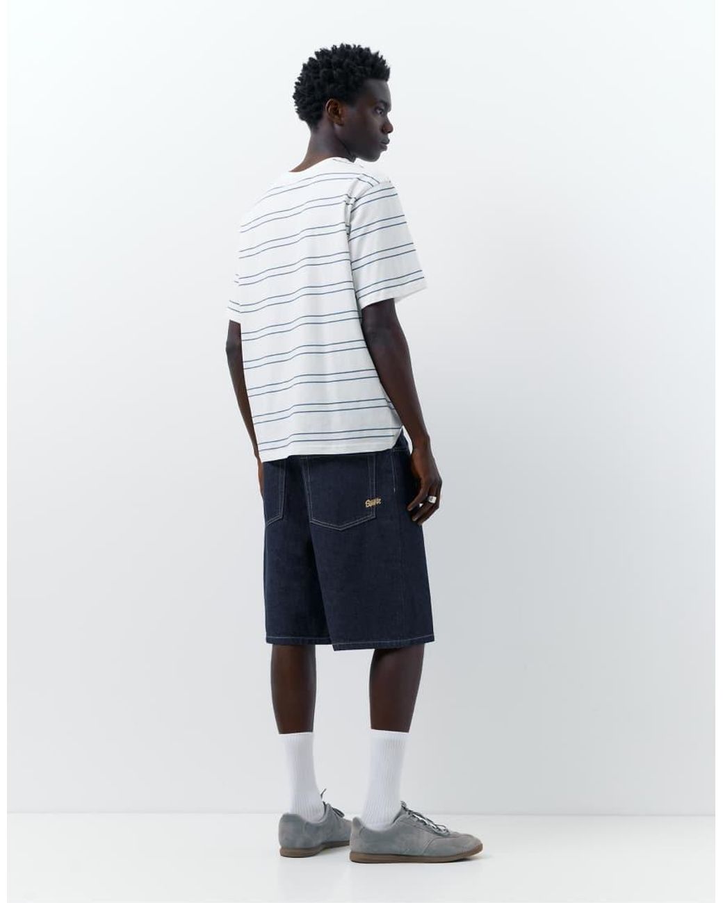 Pull&Bear Blue Baggy Denim Bermuda Shorts for men