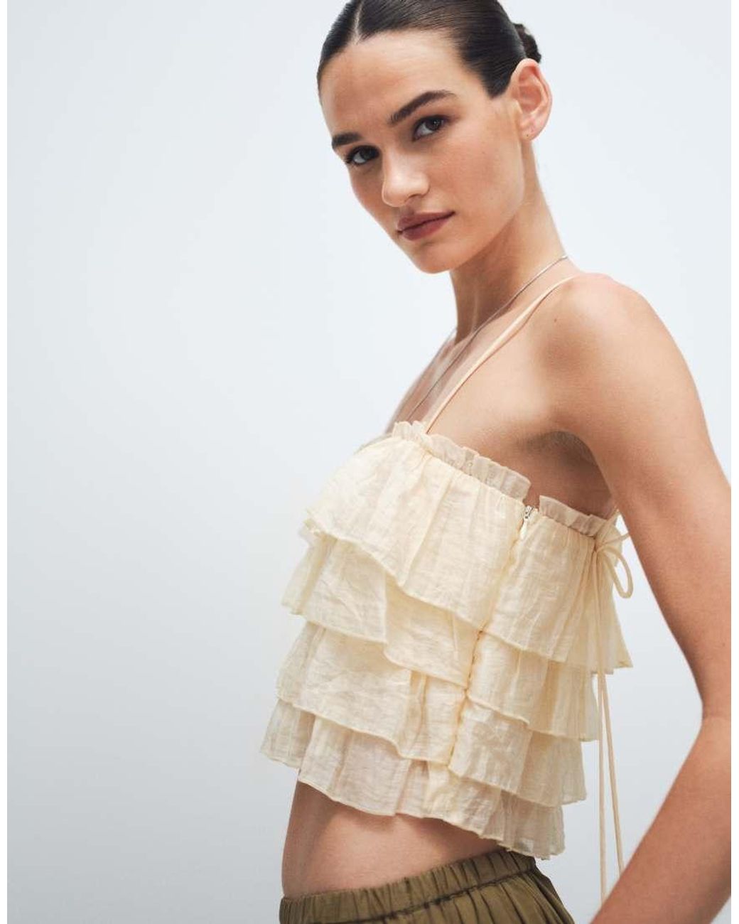 Mango Multicolor Crinkle Tiered Cami Top