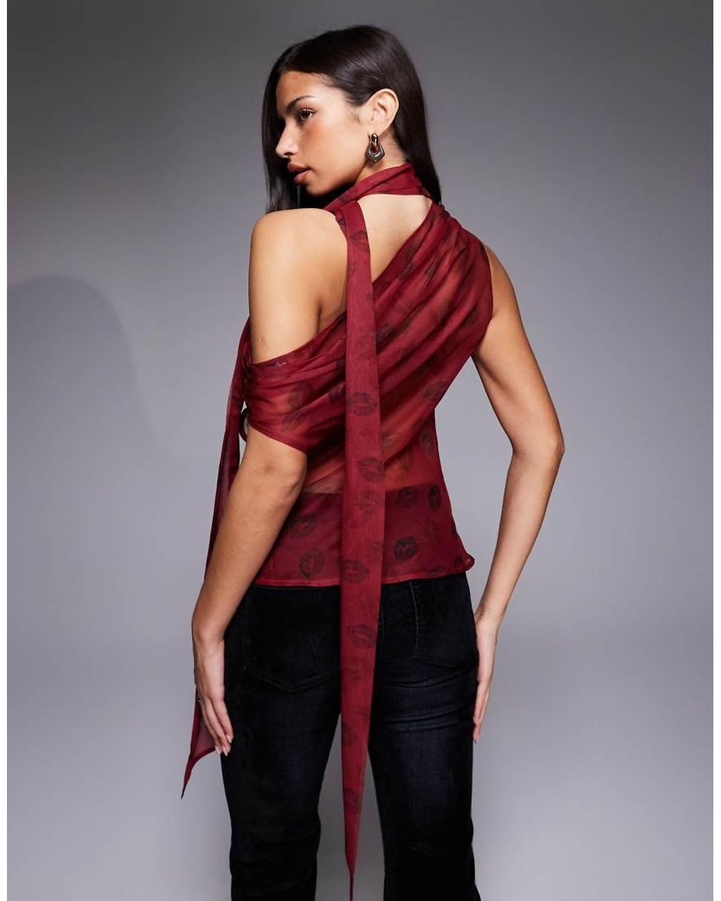ASOS Red Scarf Detail Chiffon Cami