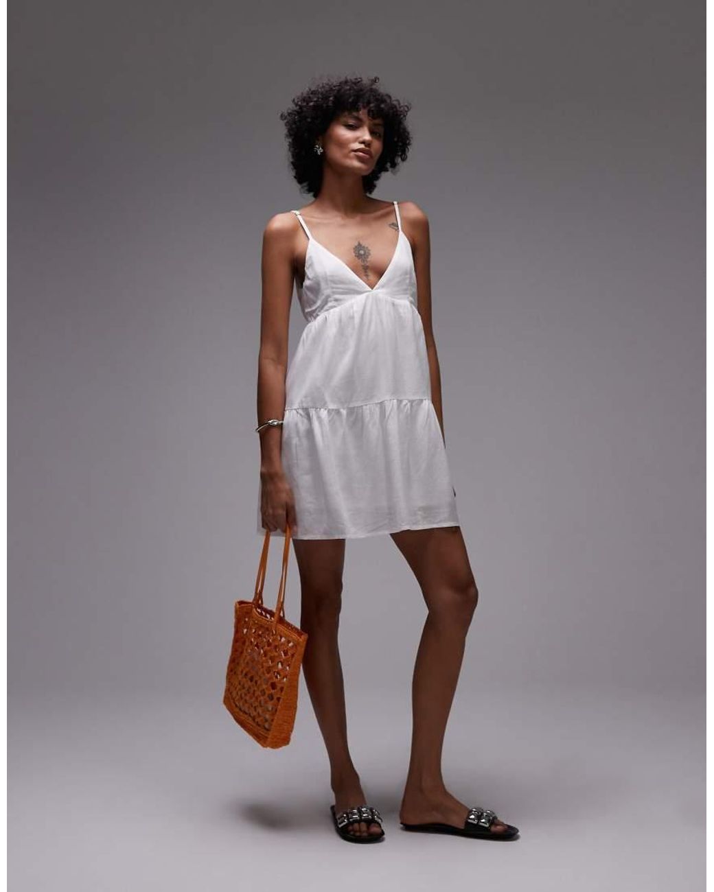 Rhythm Classic Tiered Mini Beach Dress in Grey | Lyst UK