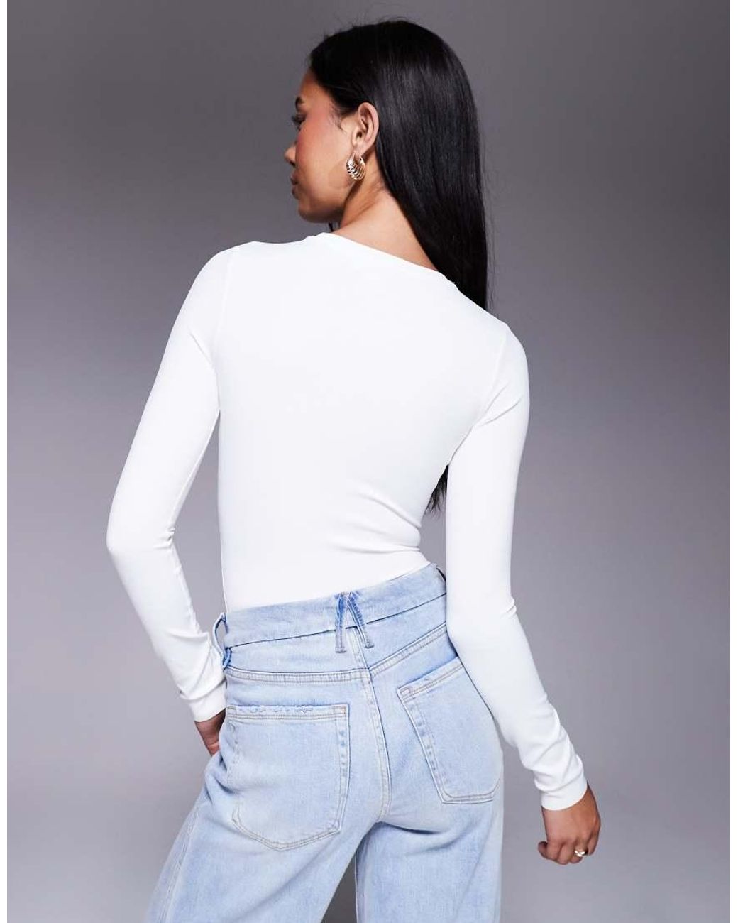 GOOD AMERICAN Corrigerende Bodysuit Met Ronde Hals in het White