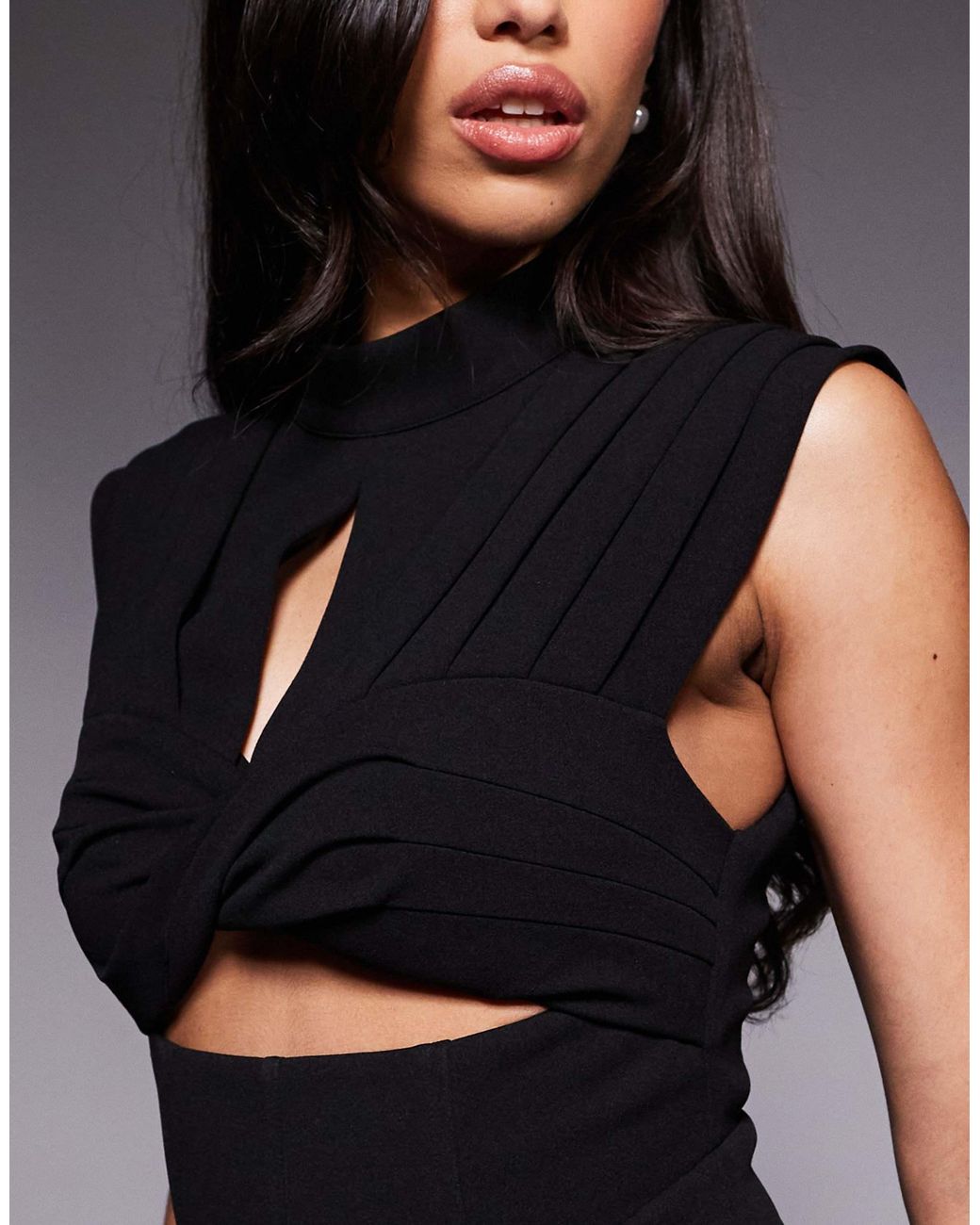 ASOS Black Ruched Bust Structured Mini Dress