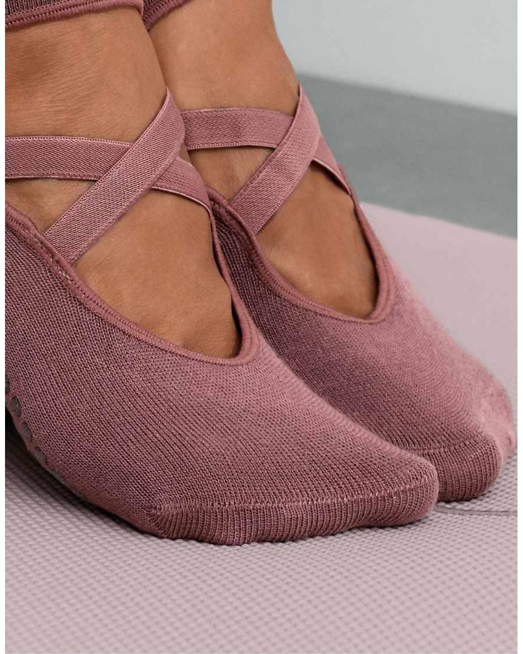 Oysho Purple 2 Pairs Of Cotton Blend Yoga And Pilates Socks With Crossover Straps