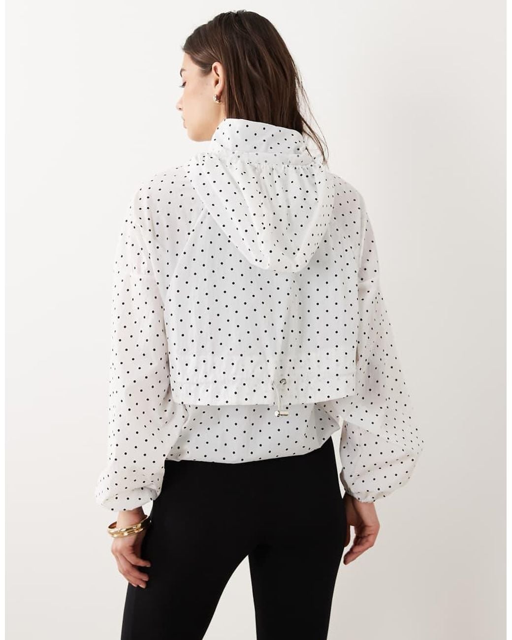 Brave Soul White Polka Dot Windbreaker With toggle Detail