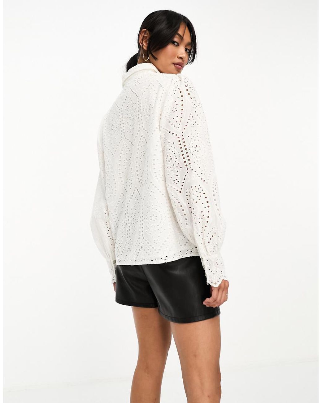Y.A.S White Broderie Shirt With Scalloped Cuffs