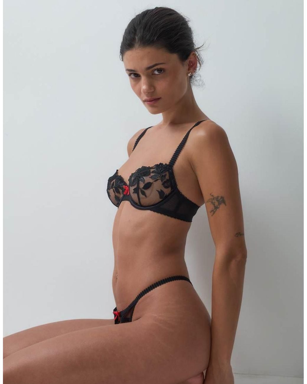 Ann Summers Brown Noir Desire Floral Embroidery Non Padded Balcony Bra