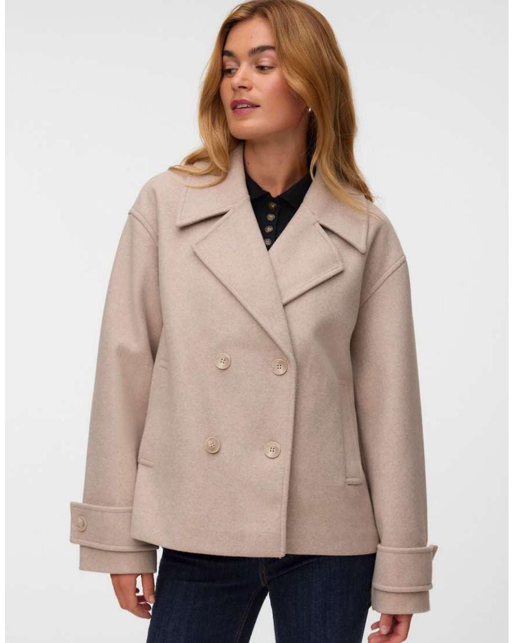Vero Moda Natural Karla Double Breasted Parka