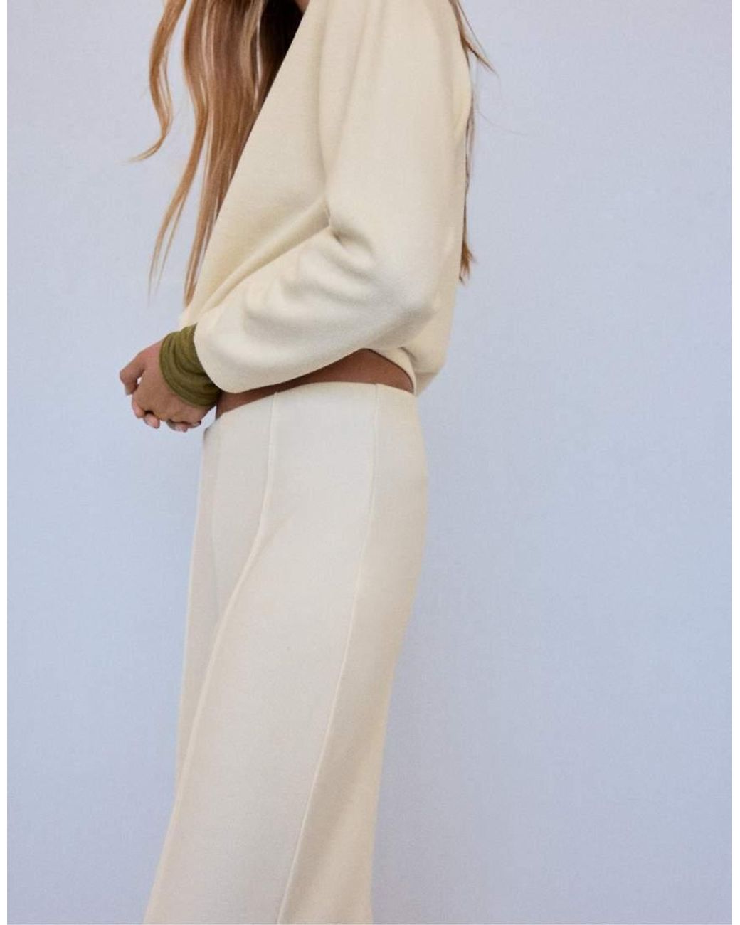 Stradivarius Gray Knit Trousers With Seam Detail