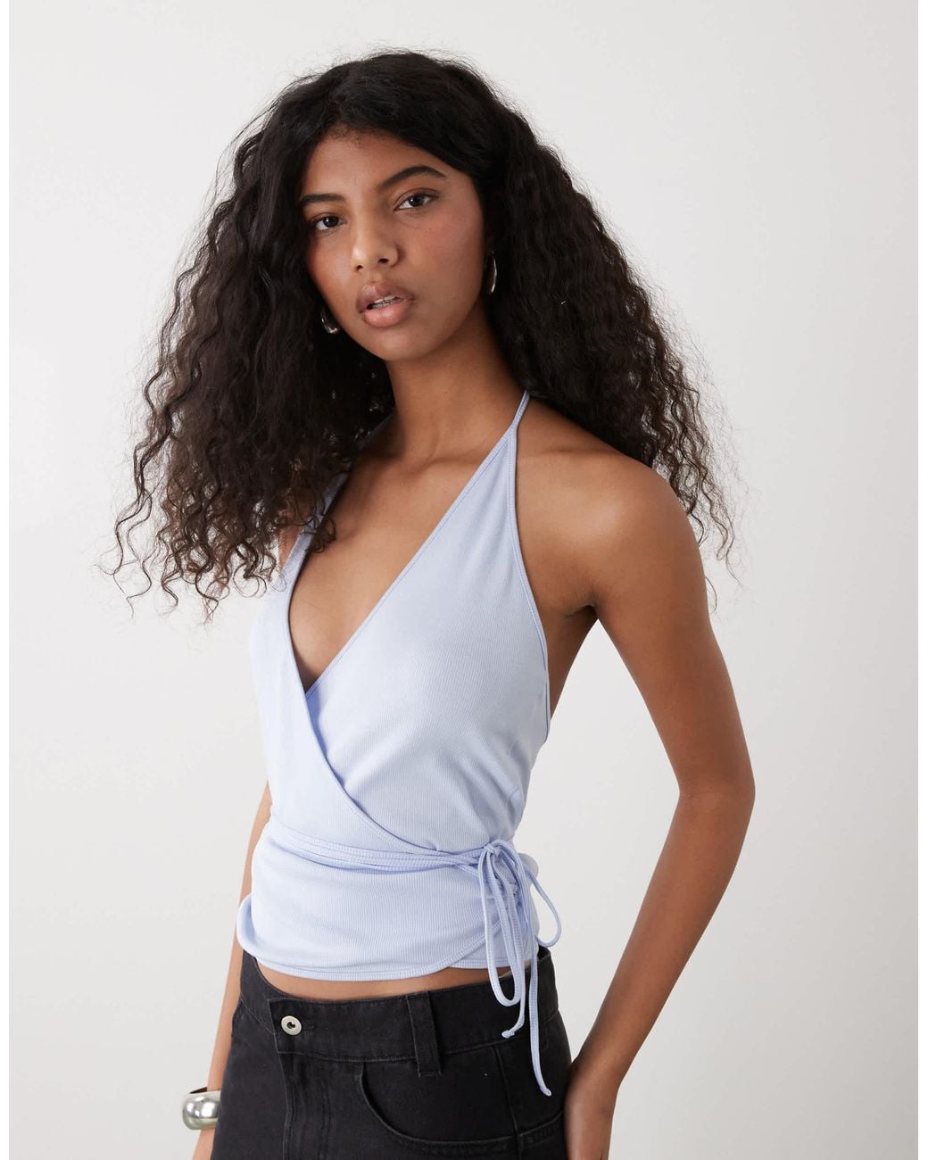 Weekday White Halter Wrap Top