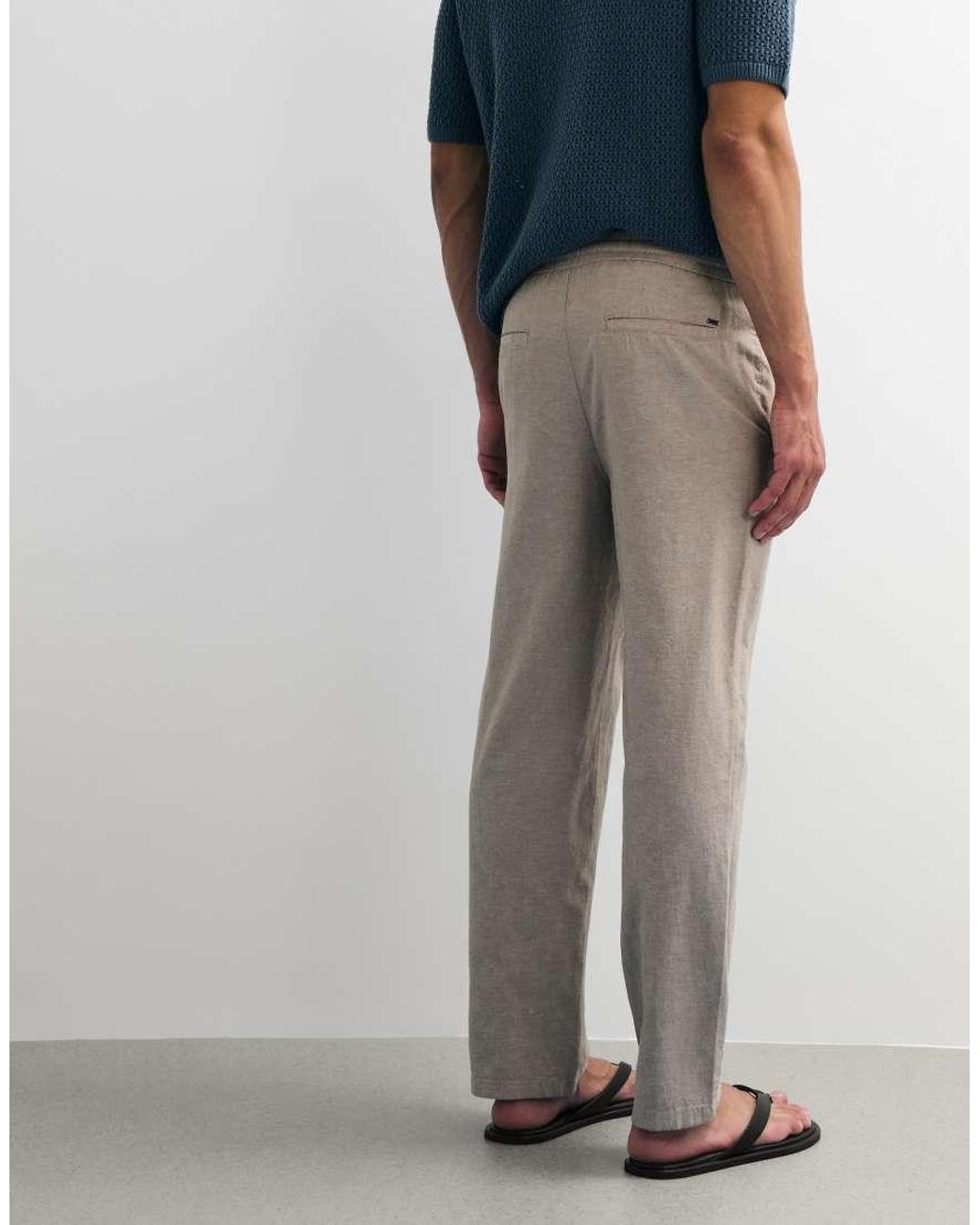 Only & Sons Brown Linen Mix Loose Fit Trouser for men