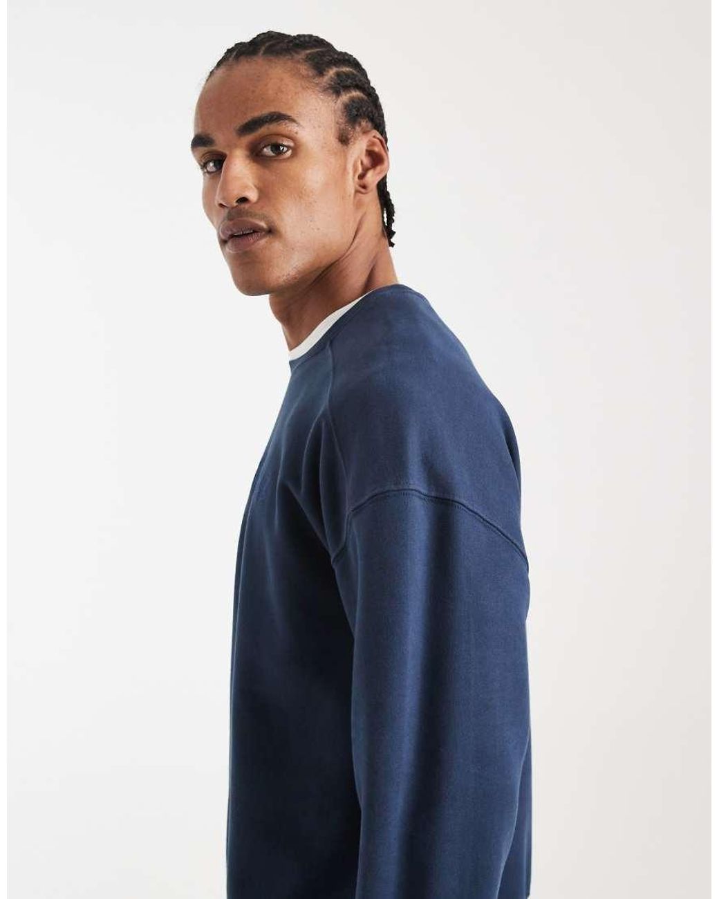 Levi's Blue Embroidered Logo Boxy Crew Sweatshirt for men