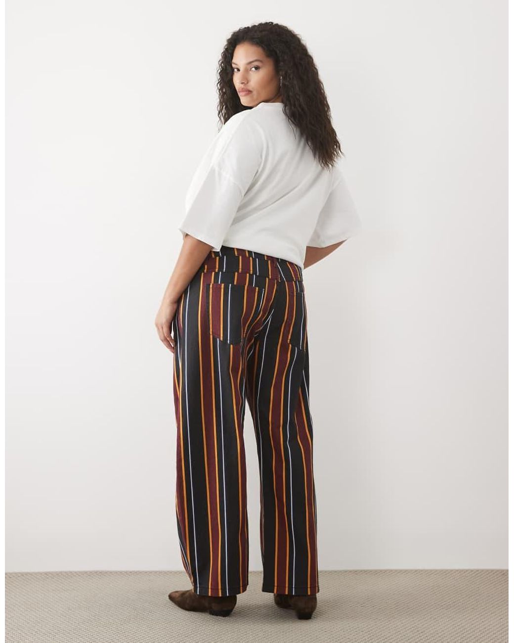 ASOS White Asos Design Curve Printed Barrel Leg Trouser