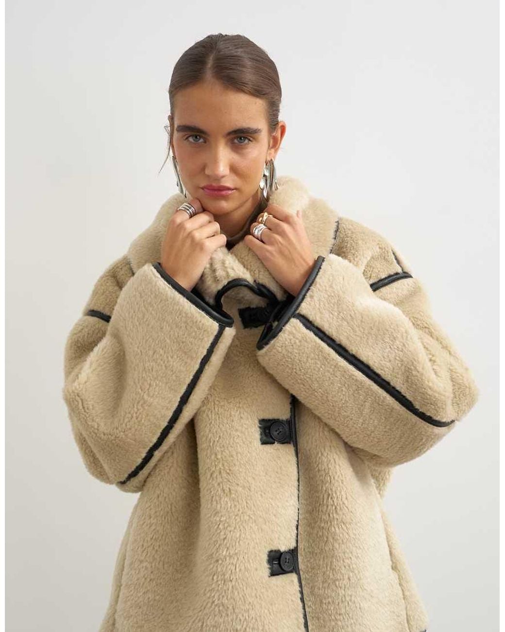 TOPSHOP Natural Throw On Shearling Fleece