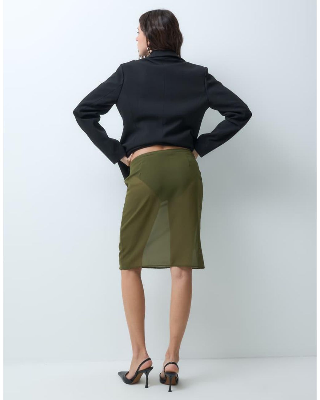 Motel Green Bintuni Sheer Midi Skirt